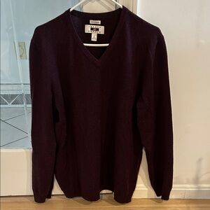 Joseph Abboud Men's V-Neck Sweater in Dark Plum 100% Cashmere
